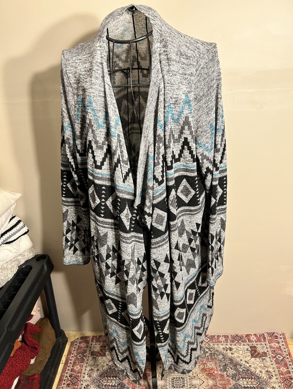 boho size 3x 3 x open sweater womens gray coat coverup knit western